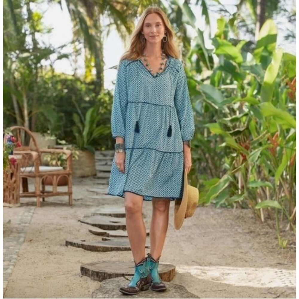 Sundance Peasant Dress Tiered XS Boho Festival Babydoll Oversized Western